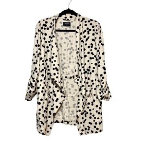 Tahari Retro Mod Polka Dot Linen Kimono Jacket Women Size M Parisian Chic Luxury